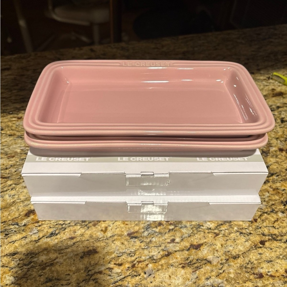 Le Creuset Rectangular Plate Satin Pink, set of 2